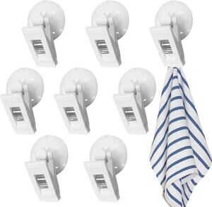 6PC Strong Suction Cup Clips Shower Curtain Hooks Glass Aquarium Fridge Hanger